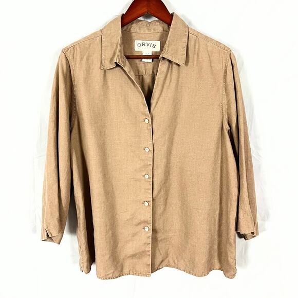Orvis Tops - Orvis Button-Up Linen Blouse 3/4 Sleeve Length Women's sz  Large (14/16)